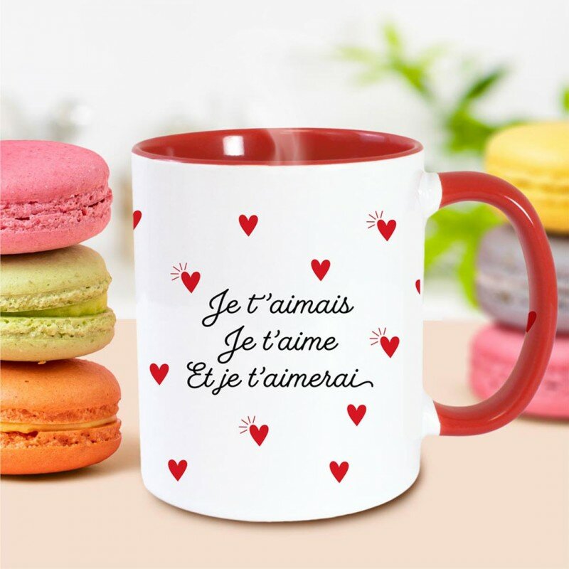 Mug Je t'aimais, je t'aime et je t 'aimerai - Cœurs Rouges Mug Je t'aimais, je t'aime et je t 'aimerai - Cœurs Rouges