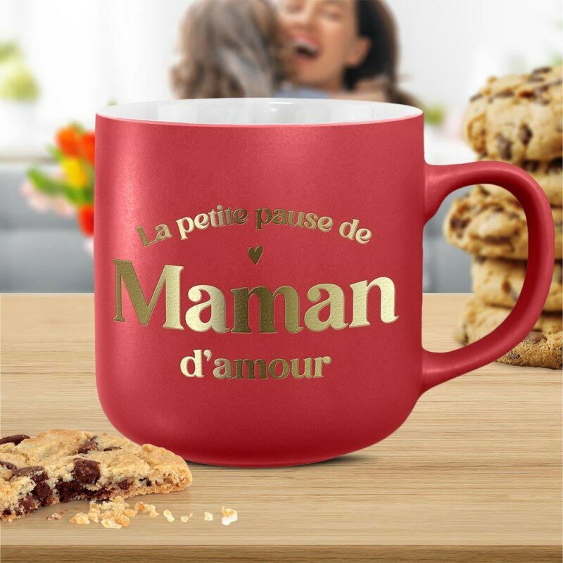 Mug La Petite Pause de Maman d'Amour Rouge Mat Doré Mug La Petite Pause de Maman d'Amour Rouge Mat Doré
