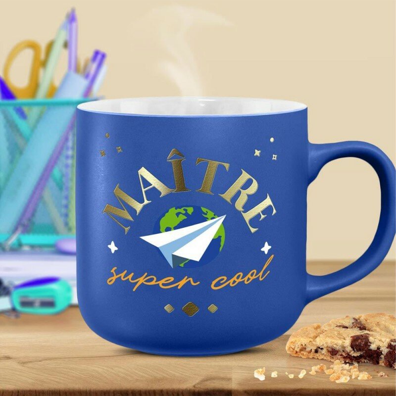 Mug Maître Super Cool Bleu Mat Doré