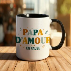 Mug Noir Papa d'Amour en Pause