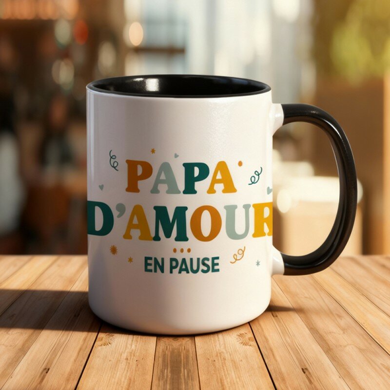 Mug Noir Papa d'Amour en Pause Mug Noir Papa d'Amour en Pause