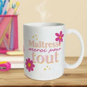 Mug Paillettes Maîtresse Merci pour Tout Flower Rose