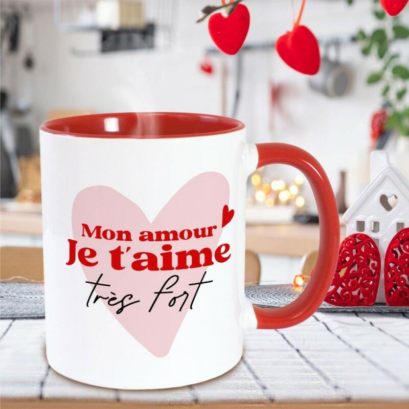 Mug Rouge Mon Amour Je t'aime très Fort Mug Rouge Mon Amour Je t'aime très Fort