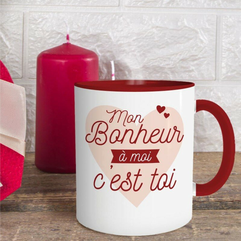 Mug Rouge Mon Bonheur à Moi c'est Toi Mug Rouge Mon Bonheur à Moi c'est Toi