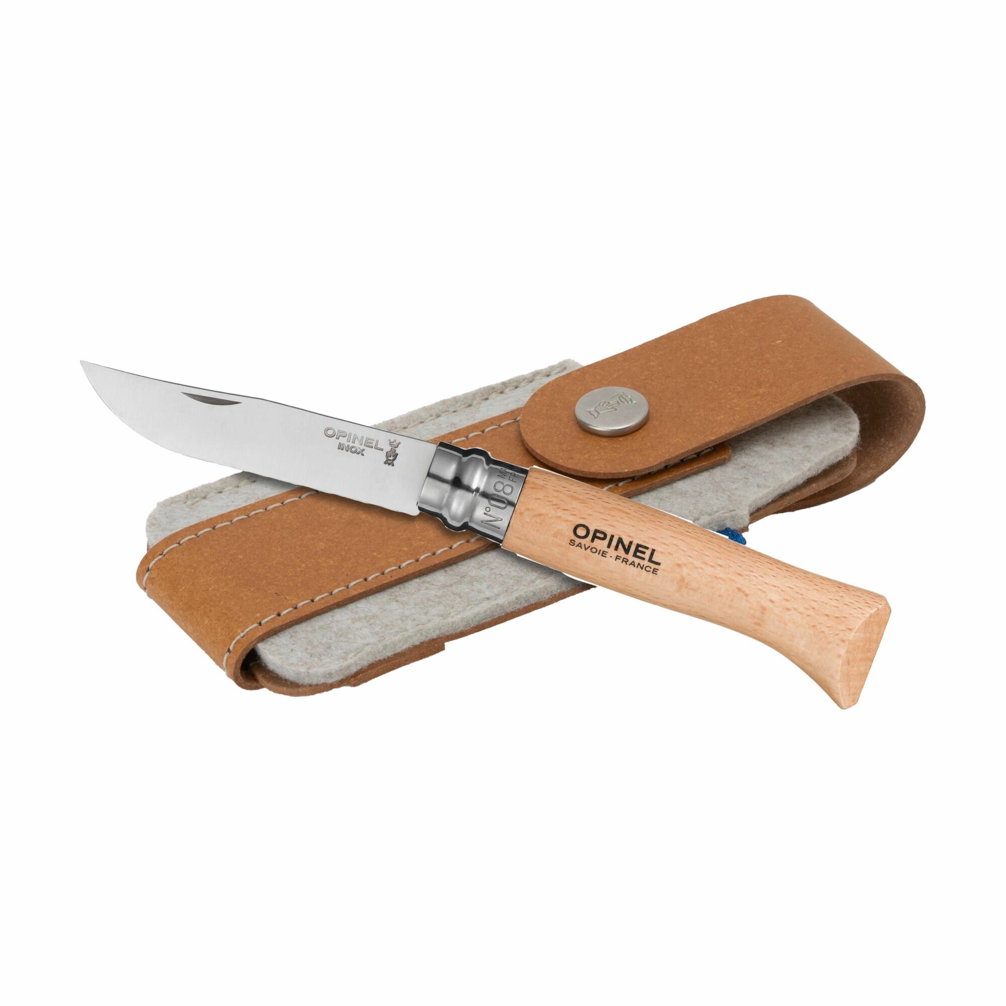Opinel Inox No 08 couteau de poche en étui à couteau Opinel Inox No 08 couteau de poche en étui à couteau