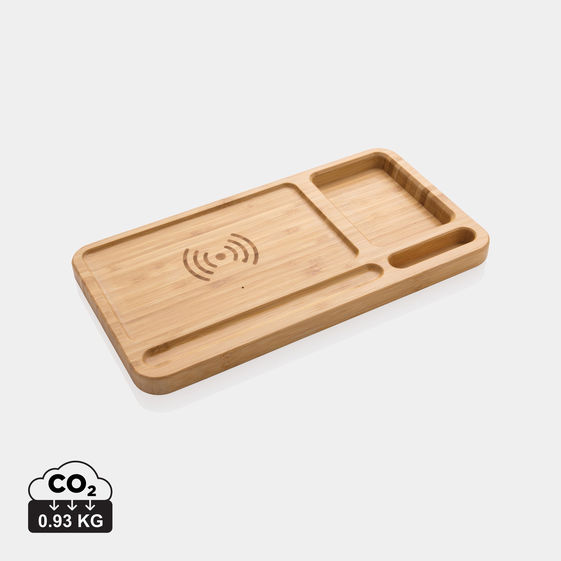Organiseur de bureau en bambou avec chargeur 10W Organiseur de bureau en bambou avec chargeur 10W