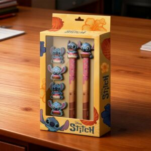 Pack Stitch Disney avec Stylo Gel Effaçable, Crayon Eternel et 4 Gommes 3D