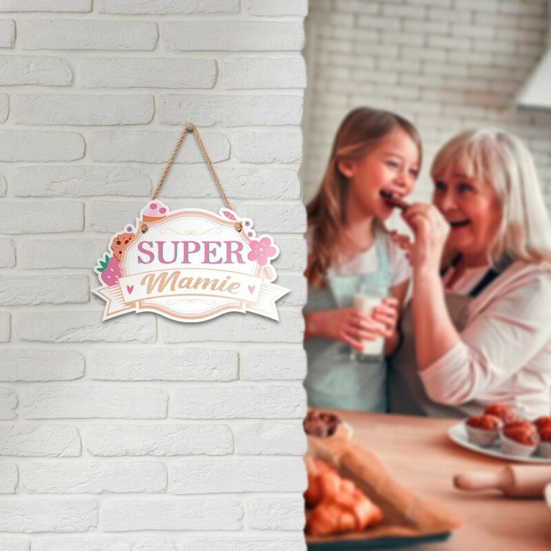 Plaque en Bois Super Mamie Plaque en Bois Super Mamie