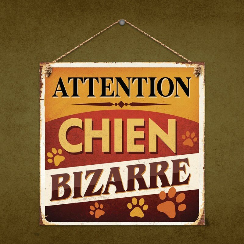 Plaque Métallique Attention Chien Bizarre Plaque Métallique Attention Chien Bizarre