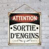 Plaque Métallique Attention Sortie d'Engins