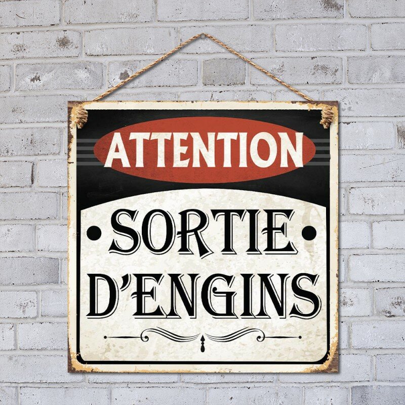 Plaque Métallique Attention Sortie d'Engins Plaque Métallique Attention Sortie d'Engins