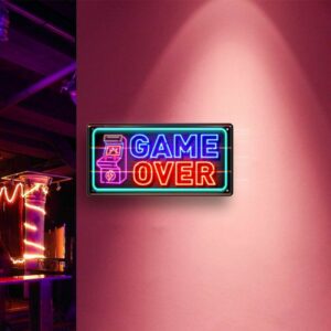 Plaque Métallique Game Over Effet Néon