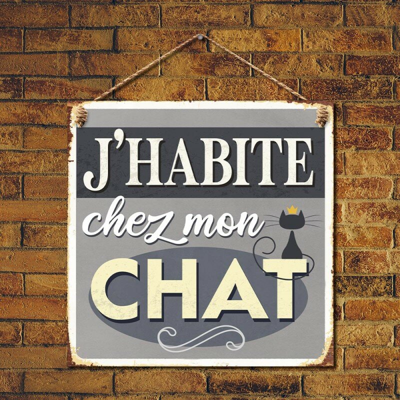 Plaque Métallique J'Habite chez Mon Chat Plaque Métallique J'Habite chez Mon Chat