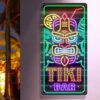 Plaque Métallique Tiki Bar Effet Néon