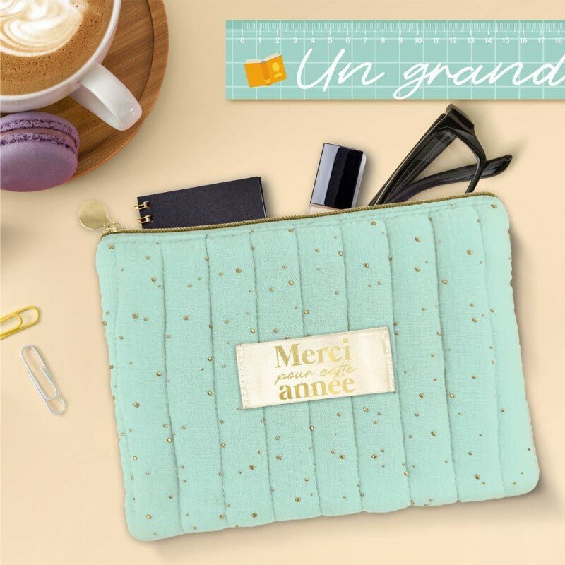 Pochette Turquoise et Dorée Merci pour cette année