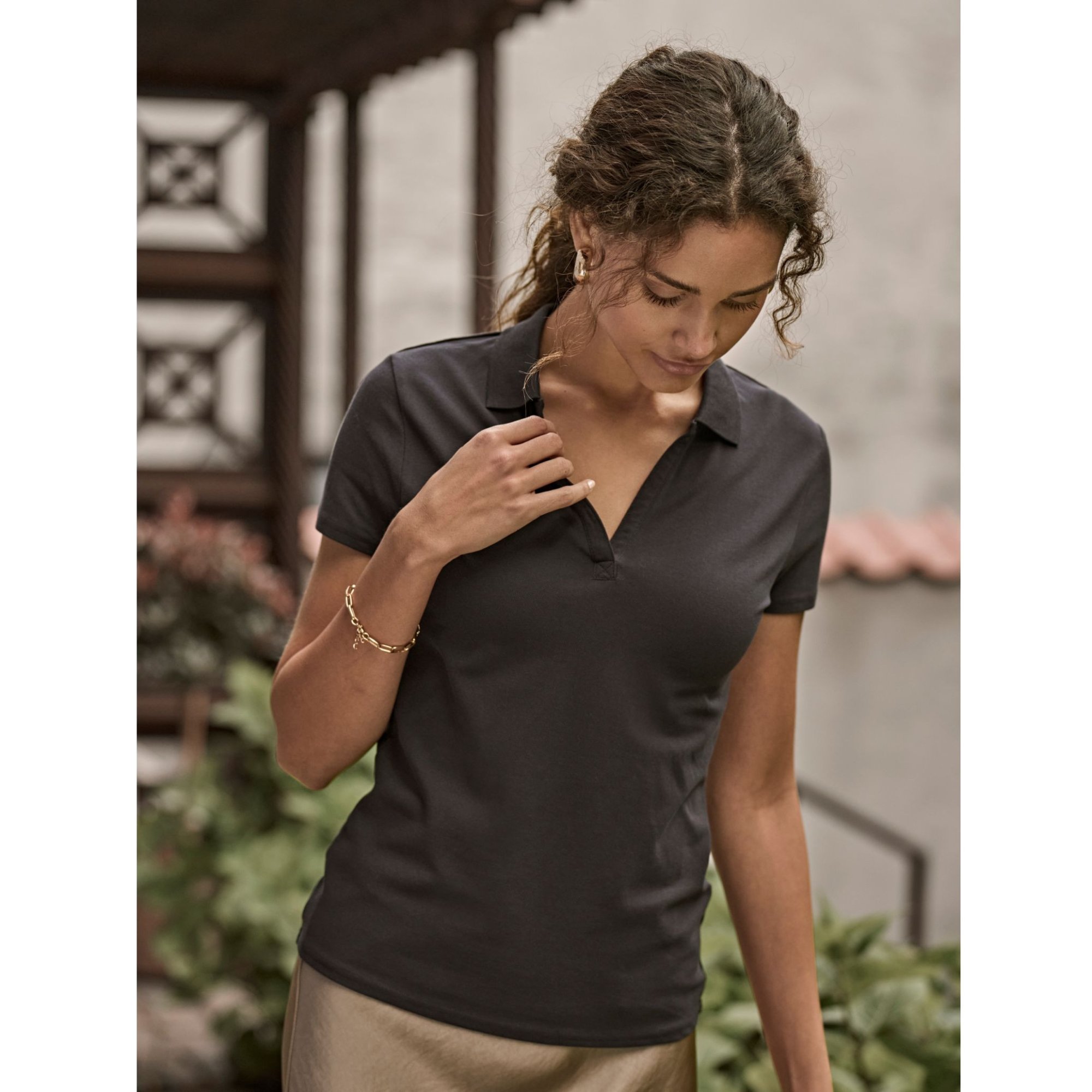 Polo stretch col V femme Bio Tee Jays Womens Luxury V-Neck Polo stretch col V femme Bio Tee Jays Womens Luxury V-Neck