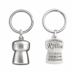 Porte-clés bouchon de champagne 3D 1 face