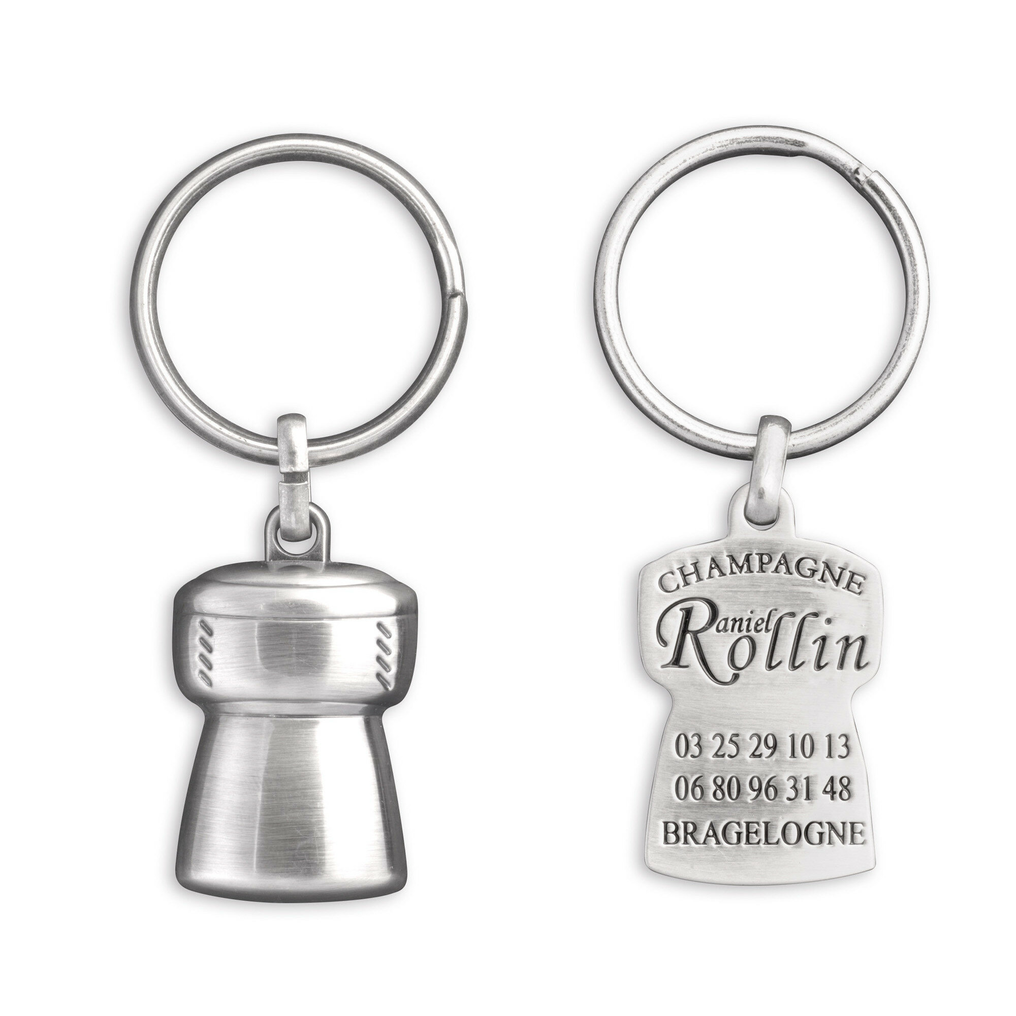 Porte-clés bouchon de champagne 3D 1 face Porte-clés bouchon de champagne 3D 1 face