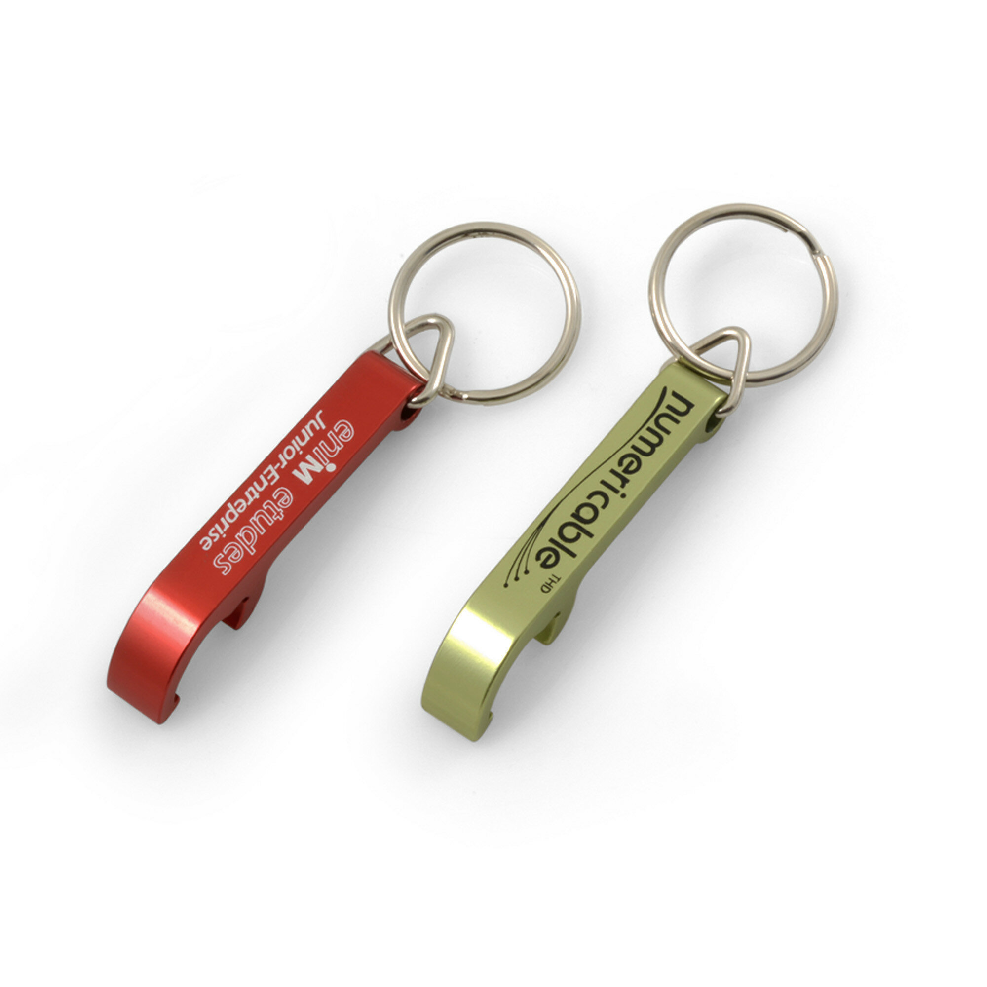 Porte-clés decapsuleur aluminium 55mm - sérigraphie Porte-clés decapsuleur aluminium 55mm - sérigraphie