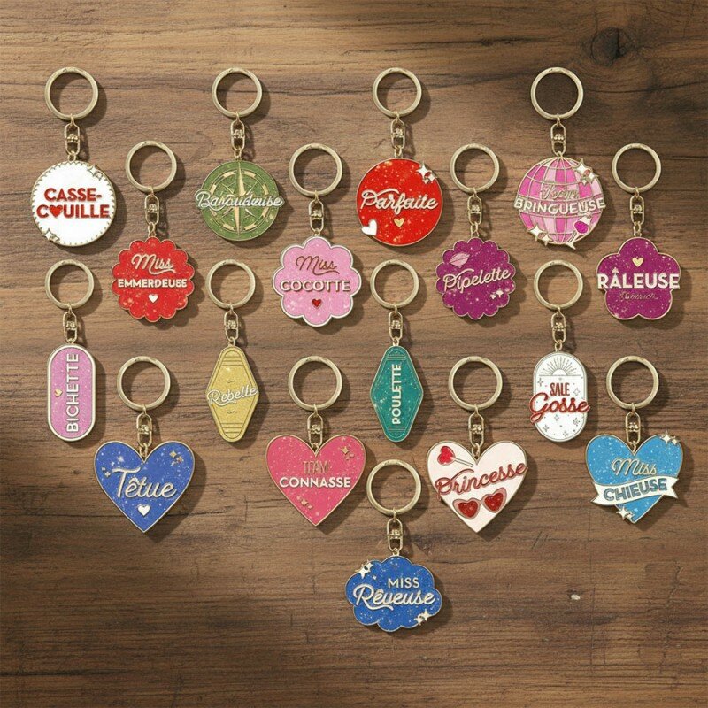 Porte-Clés Paillettes Mot Fantaisie Porte-Clés Paillettes Mot Fantaisie