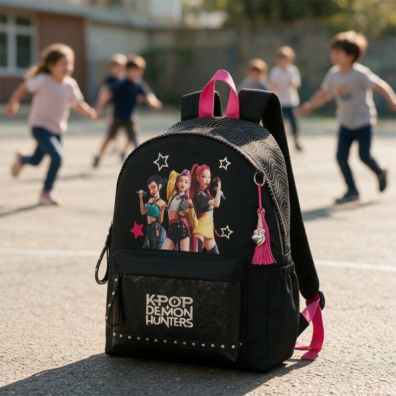 Sac à Dos KPop Demon Hunters Black, Pink & Strass Sac à Dos KPop Demon Hunters Black, Pink & Strass