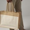 Sac shopping avec poche Westford Mill Cotton Pocket Natural Starched Jute Shopper