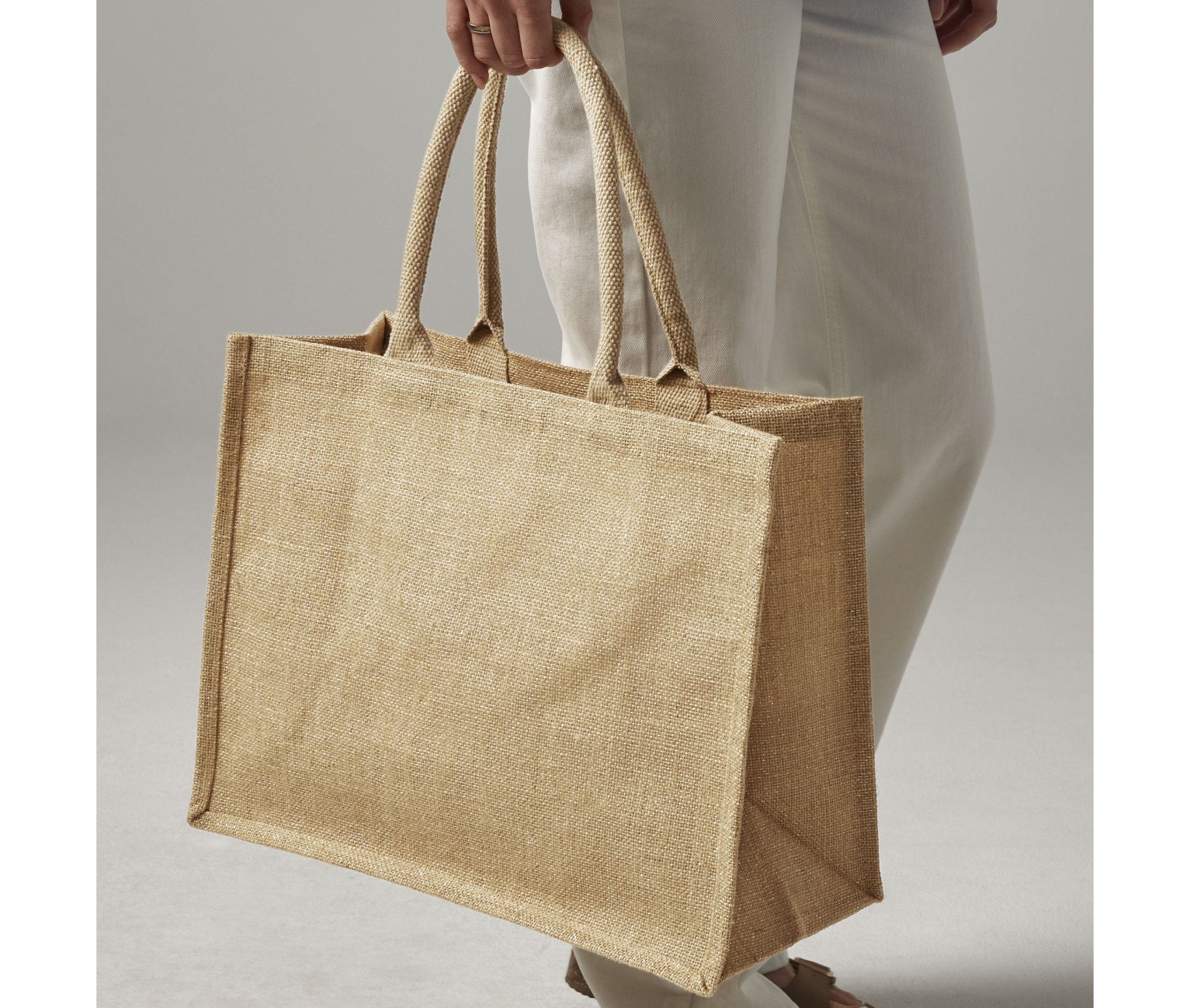 Sac shopping en toile de jute scintillant Westford Mill Shimmer Shopper Sac shopping en toile de jute scintillant Westford Mill Shimmer Shopper