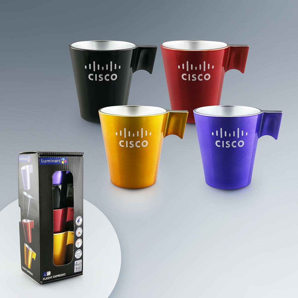 Set de 4 tasses expresso Luminarc personnalisées Set de 4 tasses expresso Luminarc personnalisées
