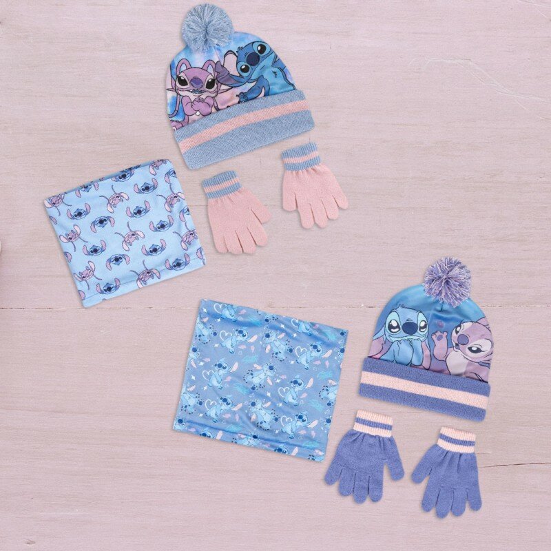 Set Hiver Angel & Stitch Disney - Bonnet à Pompon, Gants et Tour de Cou Set Hiver Angel & Stitch Disney - Bonnet à Pompon, Gants et Tour de Cou