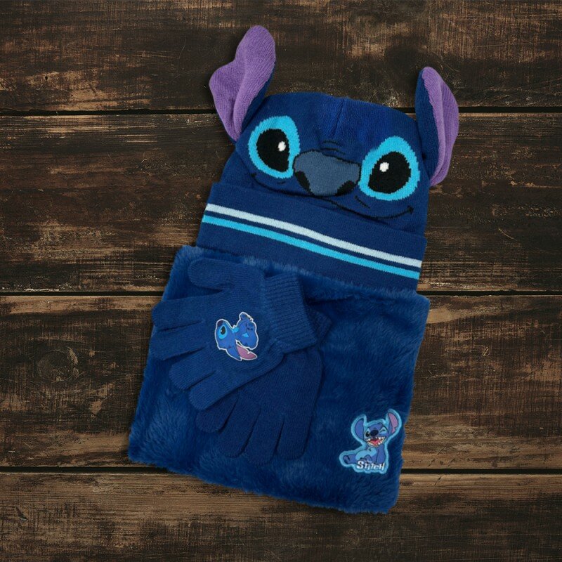 Set Hiver Stitch Disney - Snood, Gants et Bonnet 3D Set Hiver Stitch Disney - Snood, Gants et Bonnet 3D