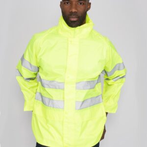 Sur-parka coupe-vent fluo à bandes réfléchissantes Stig
