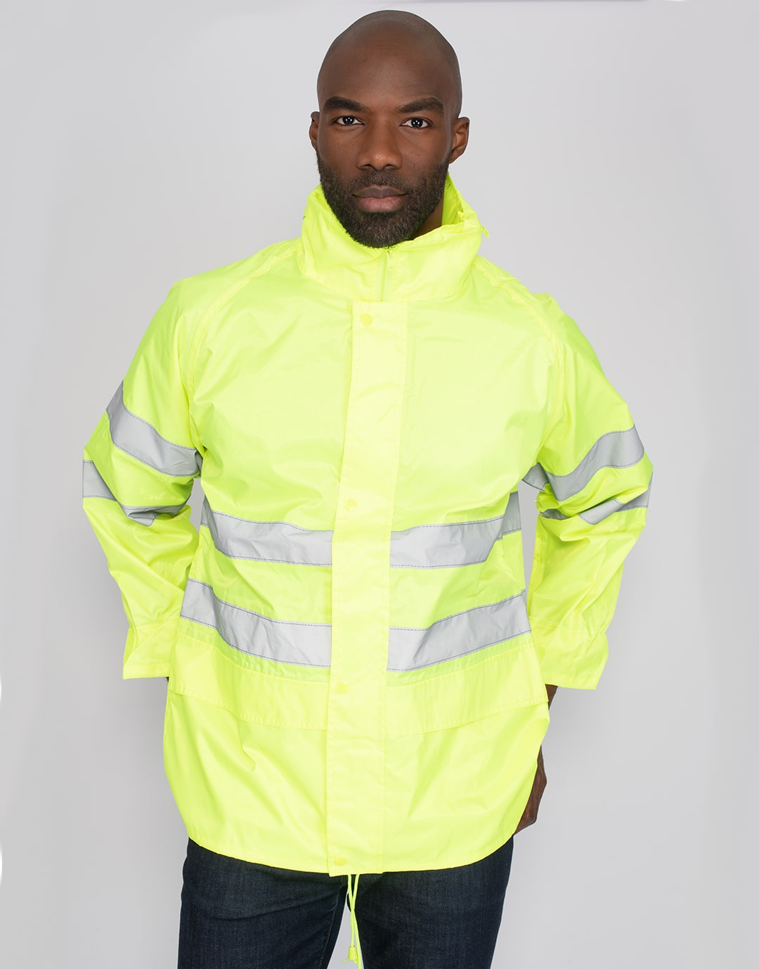 Sur-parka coupe-vent fluo à bandes réfléchissantes Stig Sur-parka coupe-vent fluo à bandes réfléchissantes Stig