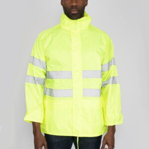 Sur-parka coupe-vent fluo à bandes réfléchissantes Stig – vue 2