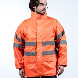 Sur-parka coupe-vent fluo à bandes réfléchissantes Stig – vue 4
