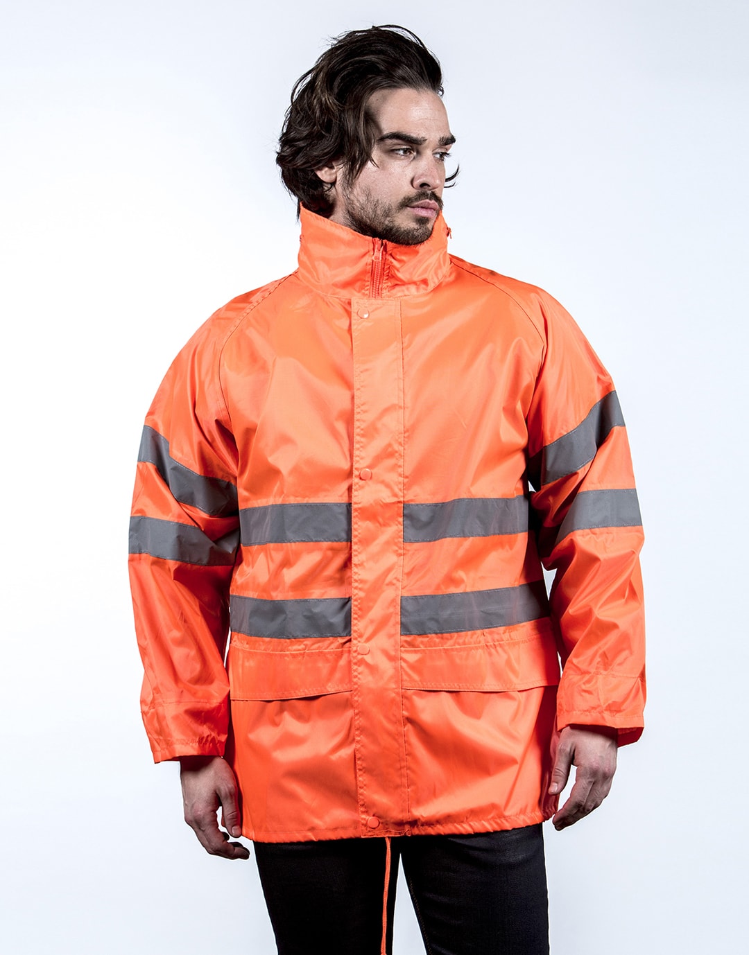 Sur-parka coupe-vent fluo à bandes réfléchissantes Stig Sur-parka coupe-vent fluo à bandes réfléchissantes Stig – vue 4