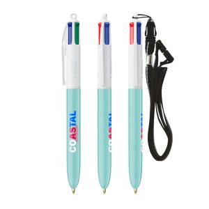 Stylo bille BIC® 4 Couleurs® ÉCO avec tour de cou