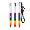 Stylo bille BIC® 4 Couleurs® Rainbow Decor avec tour de cou