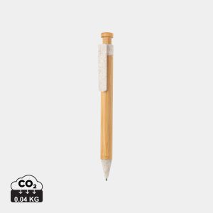 Stylo en bambou avec clip en fibre de paille
