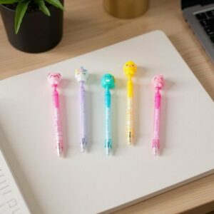 Stylo Gel Animaux Kawaii 3D Rétractable Encre Bleue