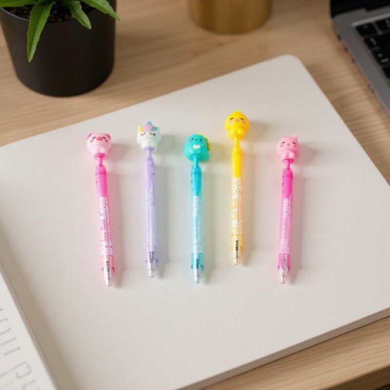 Stylo Gel Animaux Kawaii 3D Rétractable Encre Bleue