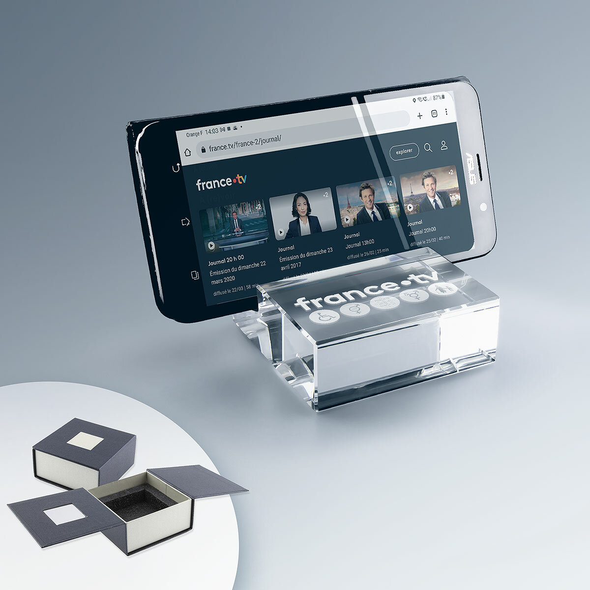 Support de téléphone en Verre Personnalisé Support de téléphone en Verre Personnalisé