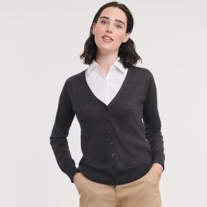 Sweat Cardigan femme Col V Russell Women's V-Neck Knitted