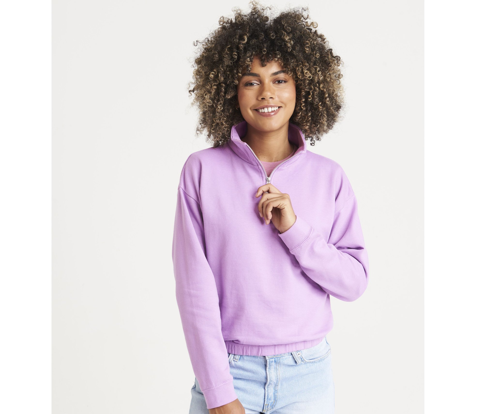 Sweat court col zippé femme Just Hoods Women's Cropped 1/4 Zip Sweat court col zippé femme Just Hoods Women's Cropped 1/4 Zip