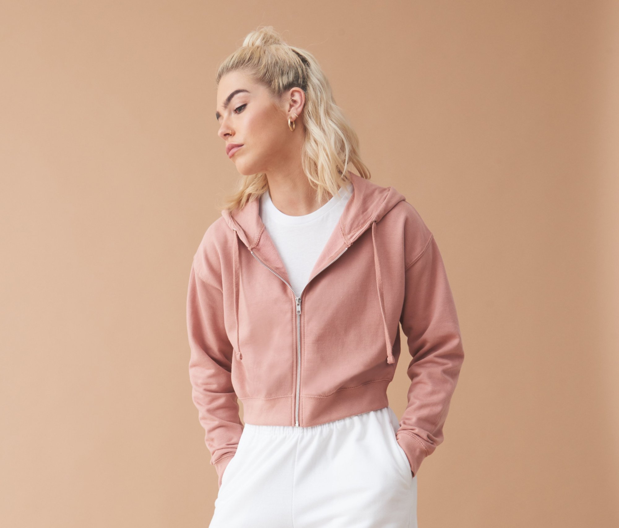 Sweat court zippé femme Just Hoods Women's Fashion Cropped Zoodie Sweat court zippé femme Just Hoods Women's Fashion Cropped Zoodie