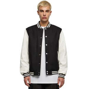 Sweat Veste baseball en simili cuir Build Your Brand Oldschool College Jacket