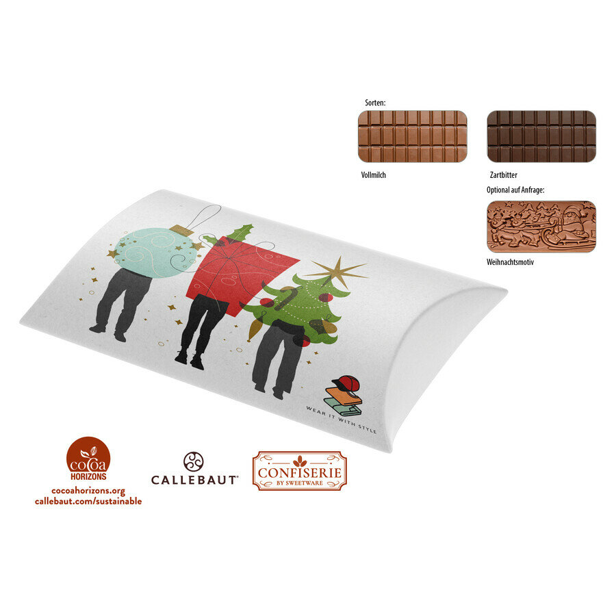Tablette de chocolat 100 g en boîte cartonnée, 1 pièce Tablette de chocolat 100 g en boîte cartonnée, 1 pièce