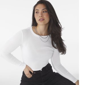 Tee-shirt court manches longues femme Bella + Canvas Women's Micro Rib Long Sleeve Baby Tee