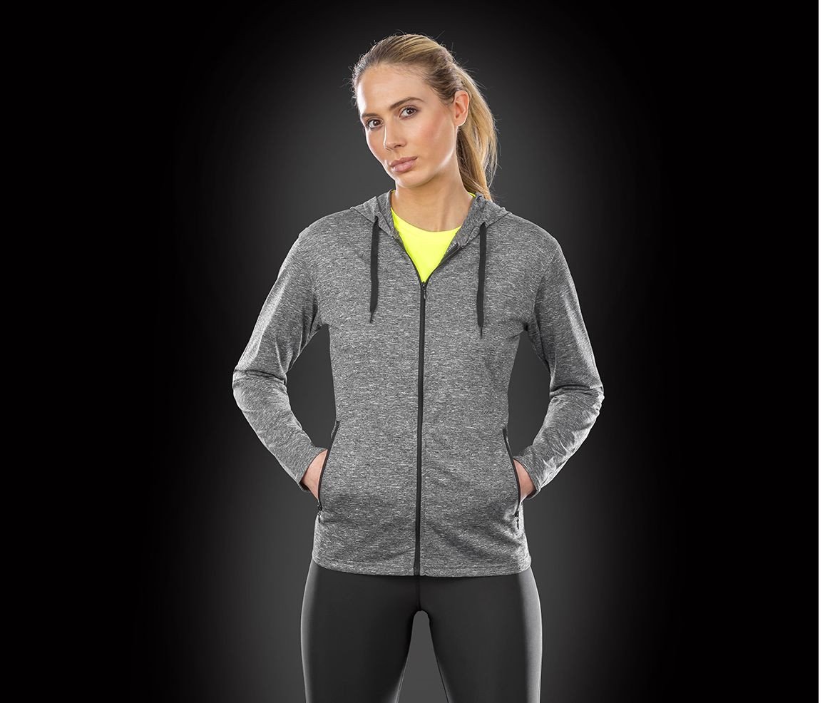 Tee-shirt de sport zippé à capuche femme Spiro Womens Hooded Tee-Jacket Tee-shirt de sport zippé à capuche femme Spiro Womens Hooded Tee-Jacket