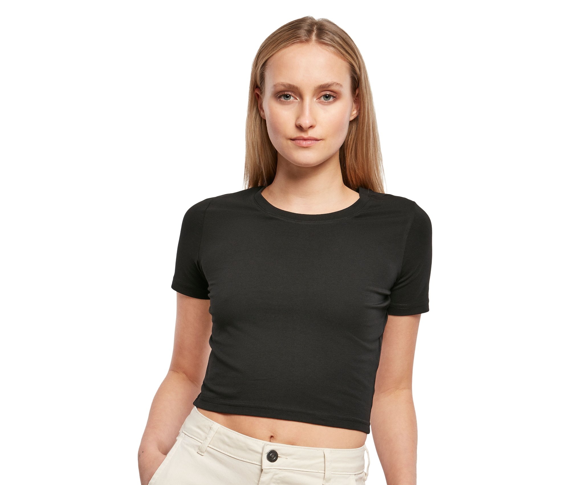 Tee-shirt femme "cropped" Build Your Brand Ladies Cropped Tee Tee-shirt femme "cropped" Build Your Brand Ladies Cropped Tee