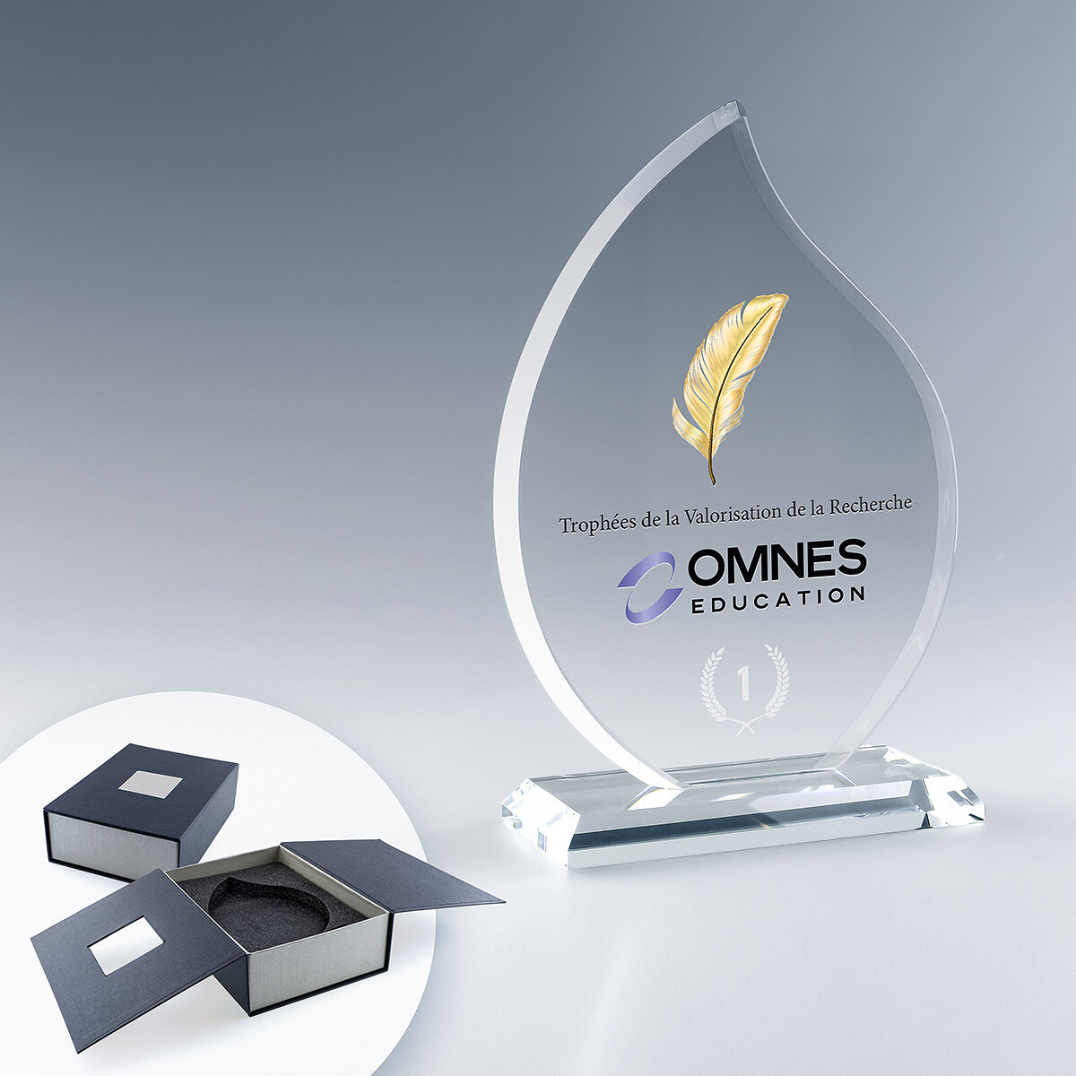 Trophée Flamme en Verre sur Socle Trophée Flamme en Verre sur Socle